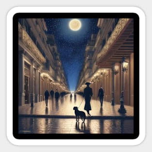 Paseo perruno en la noche Sticker